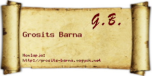 Grosits Barna névjegykártya